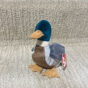 Ty Beanie Baby Jake. Gray & green duck. No flaws.